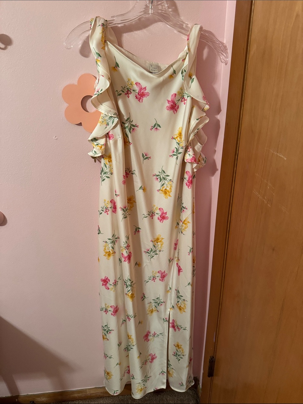 a new day Cream Floral Ruffle Maxi Dress